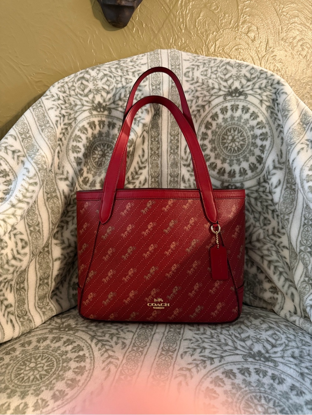 COACH J2122-C4060 Horse & Carriage Red Signature Tote 27